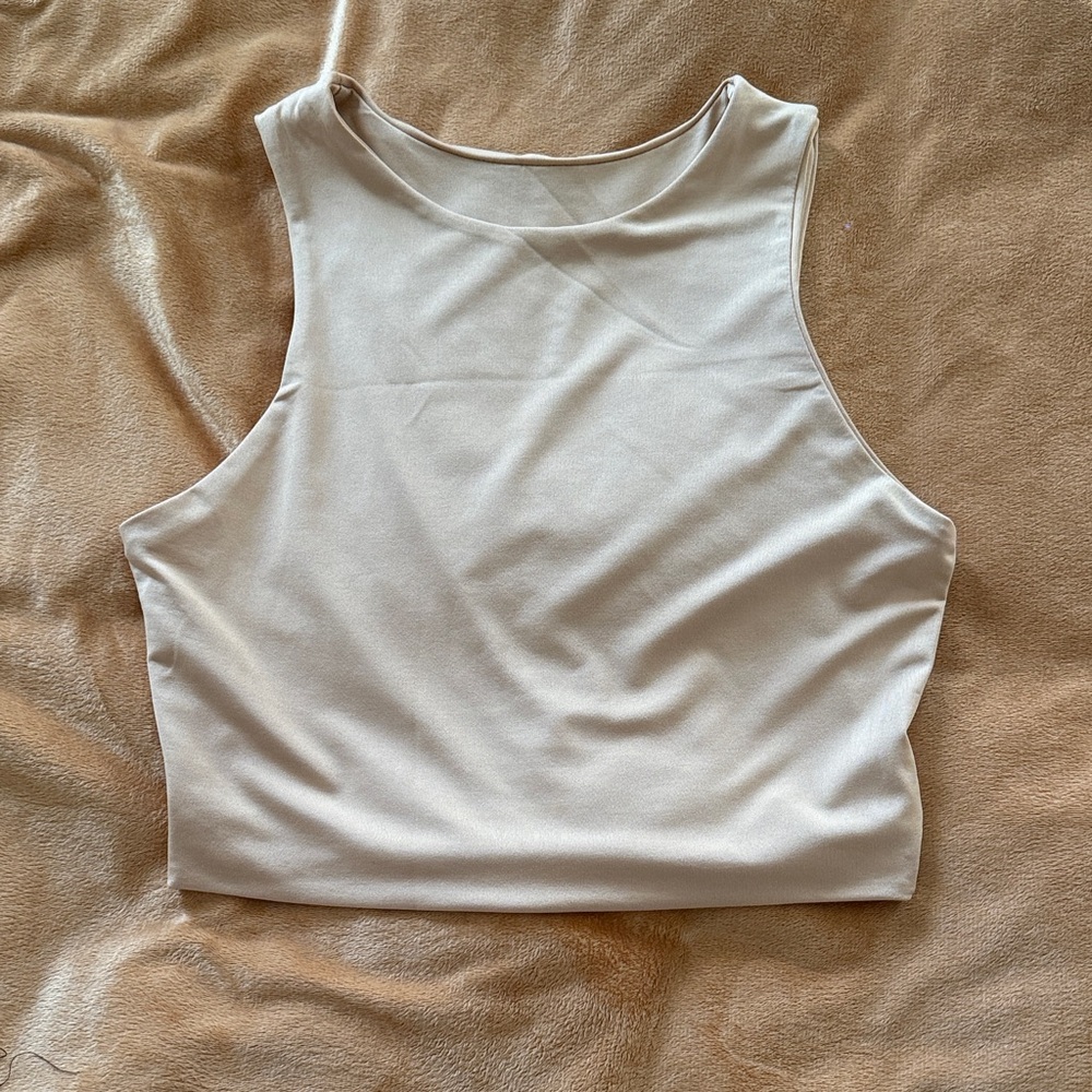 Smooth beige Sleeveless crop Top